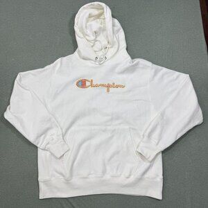 Champion Sweater Adult Large White Hoodie Reverse Weave Thick Sweatshirt Logo